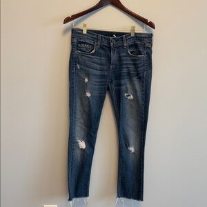 Rag & Bone Distressed Ankle Jeans in Dark Blue - Dre fit